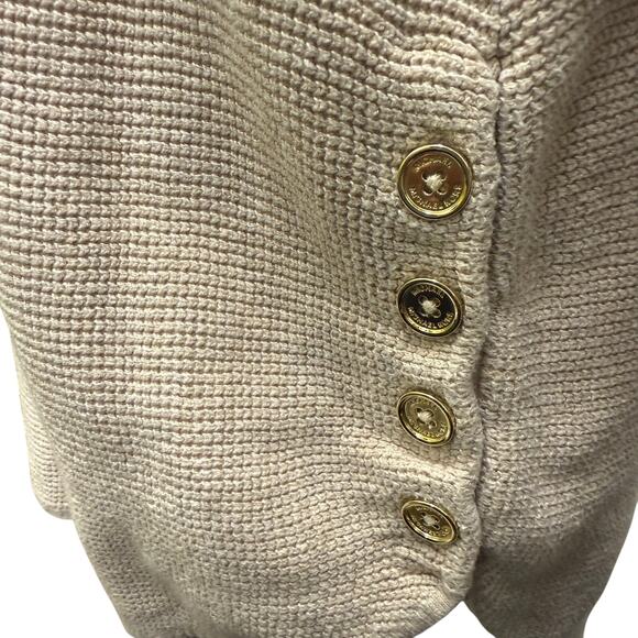 Michael Kors Womens SZ L Beige Long Sleeve Crew Neck Pullover Sweater Top Cotton - Picture 7 of 7